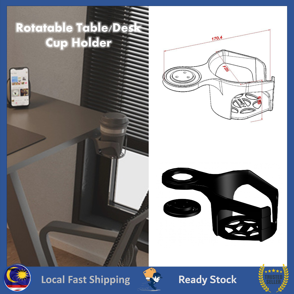 Desk Cup Holder Table Cup Holder Rotatable Foldable Meja Cawan Holder