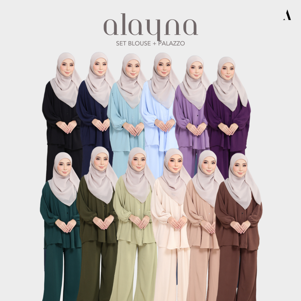ALAYNA - Set Blouse Plain Labuh + Palazzo (Kain Cey) | Shopee Malaysia