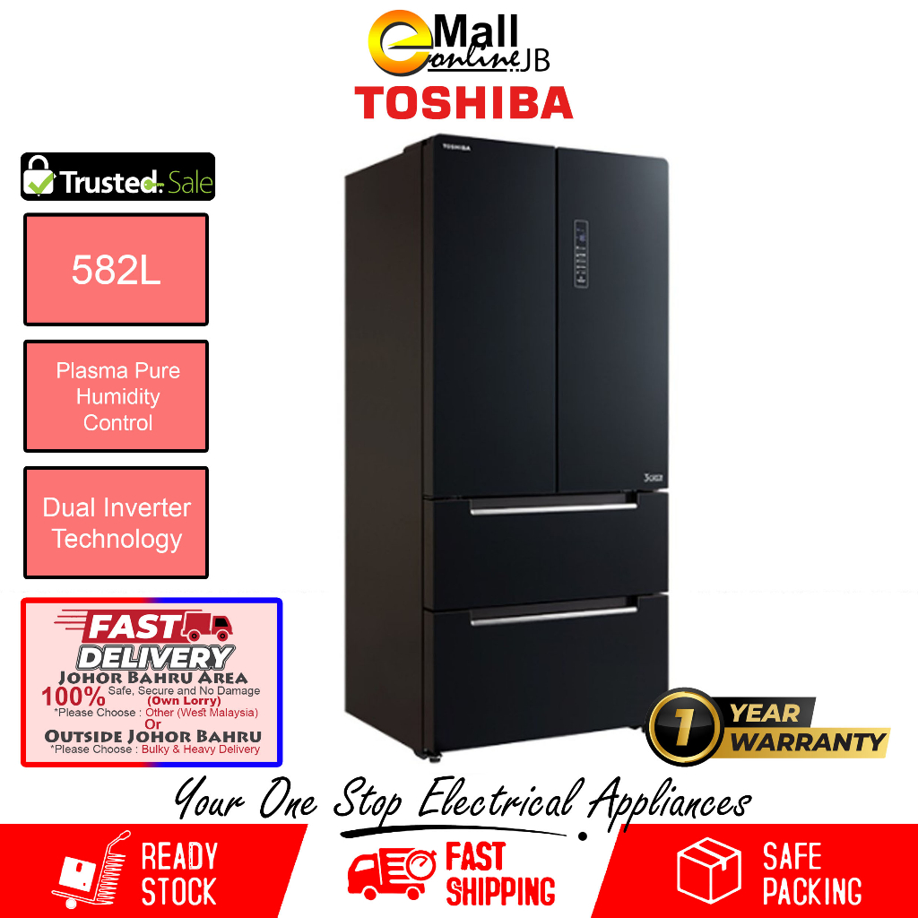 Toshiba French Door Dual Inverter Refrigerator/Fridge (582L) GR-RF532WE ...