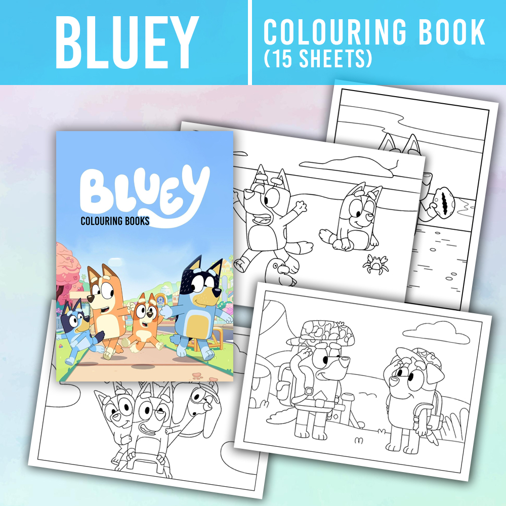 15 Sheets Bluey Pictures (PDF) - Printable Colouring Book For Kids and ...