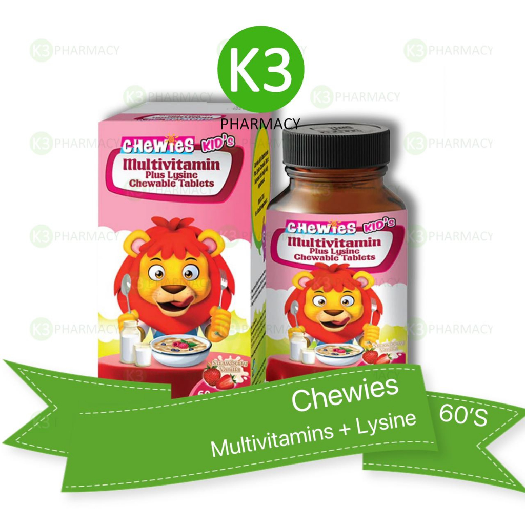 Chewies Multivitamins Plus Lysine Strawberry&Vanilla Flavoured untuk