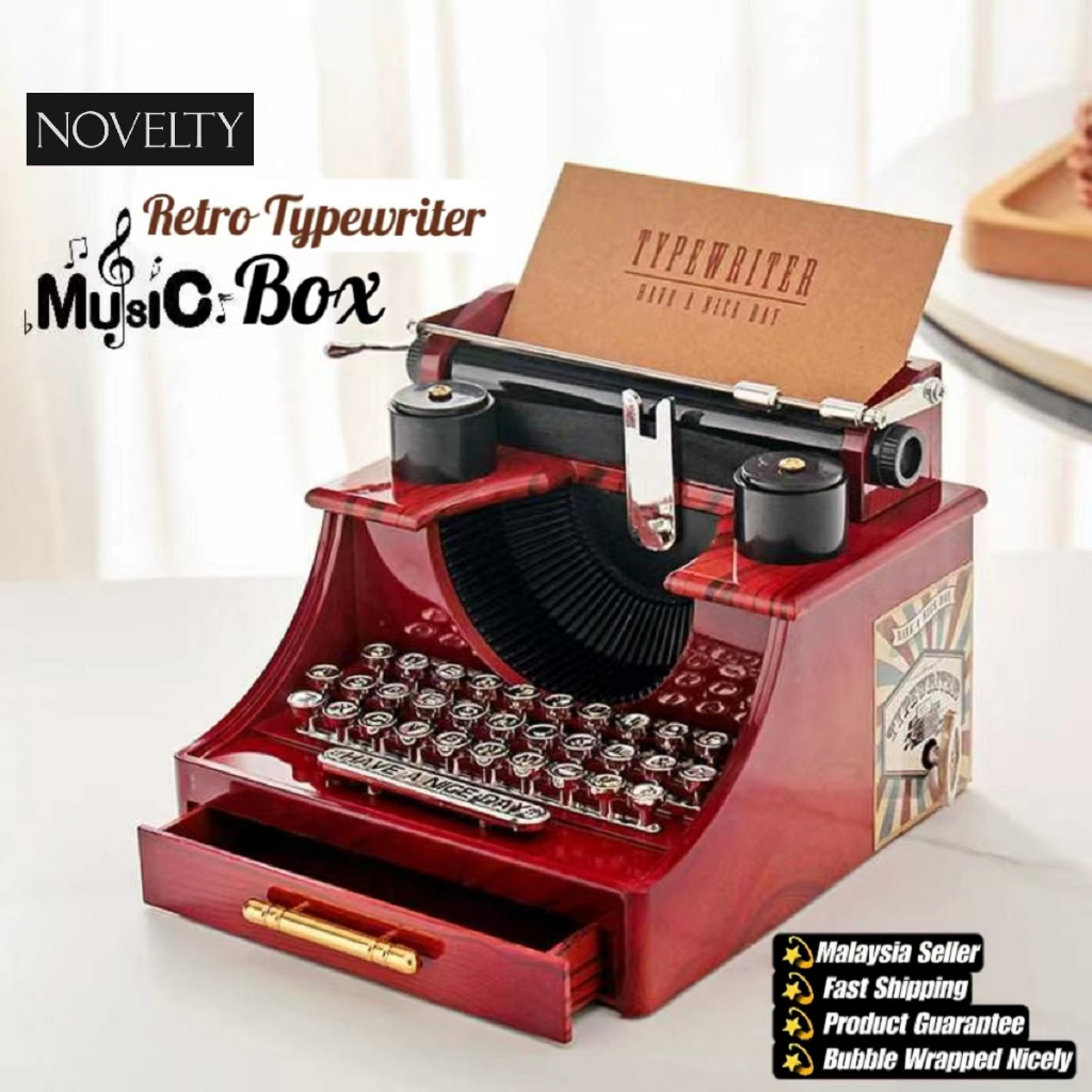 Home Retro Vintage Typewriter Music Box For Home Room Office Mechanical  Decoration Kids Retro Music Box 