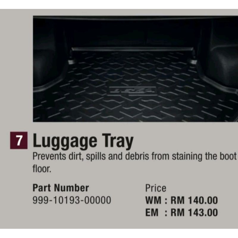 Luggage tray 100 original gear up Myvi Bezza Axia Alza Ativa Aruz