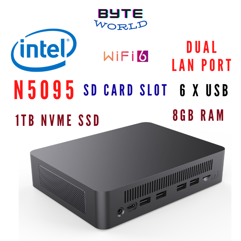 PB09 Intel N5095 Mini PC 8GB RAM 1TB NVME SSD Home Office Computer