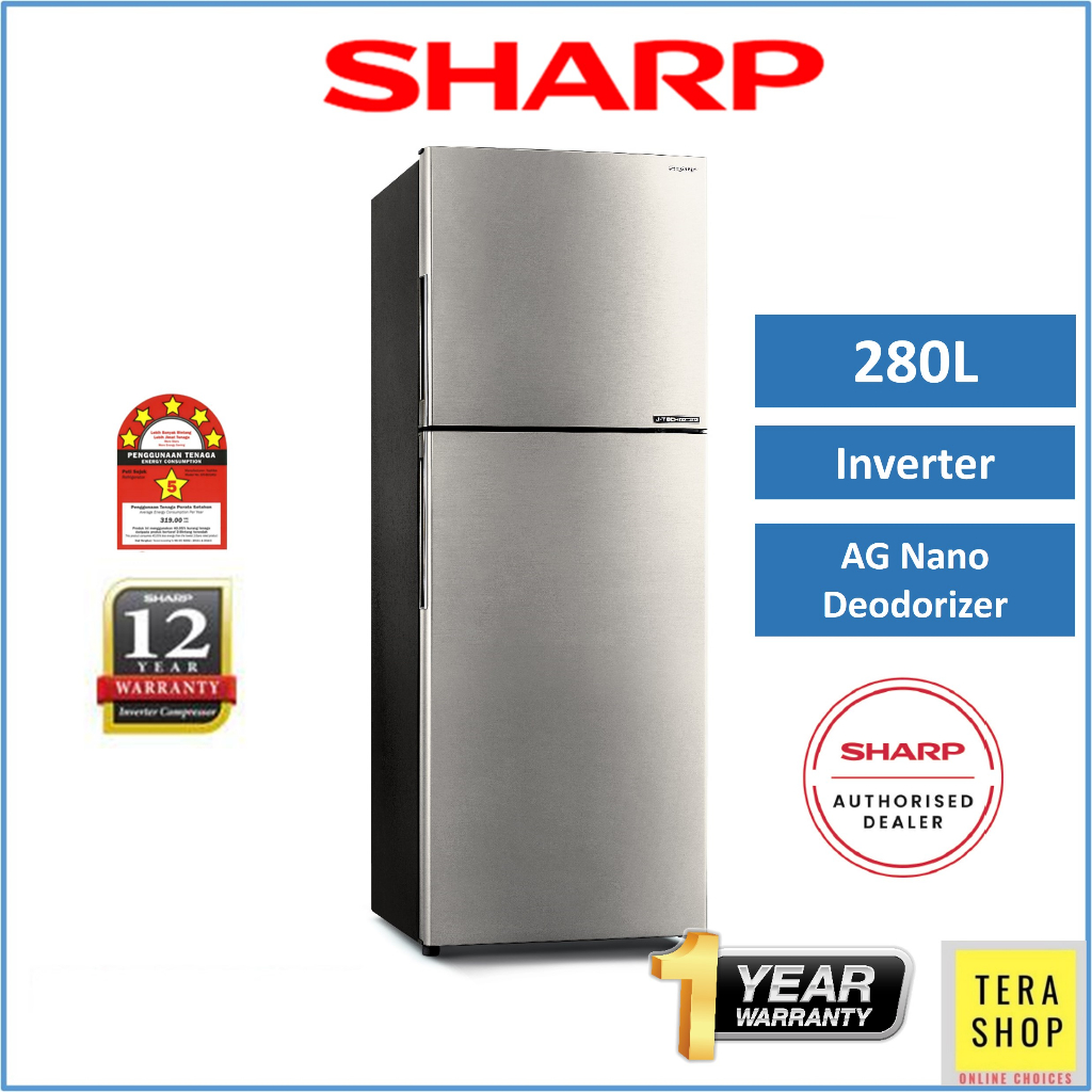 Sharp 280L J-Tech Inverter 2 Door Fridge Refrigerator Peti Sejuk ...