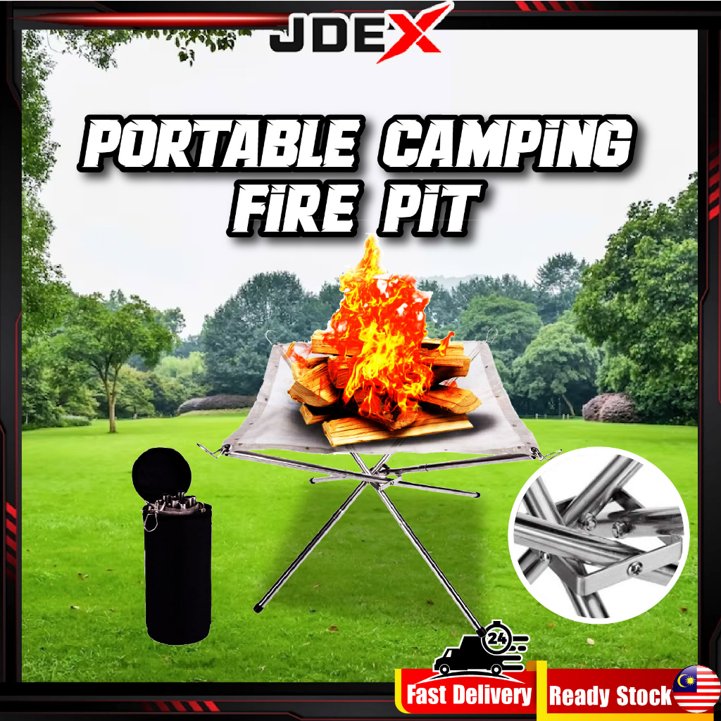 JDEX Portable FirePit camp fire pit Stainless Steel Mesh Fireplace ...