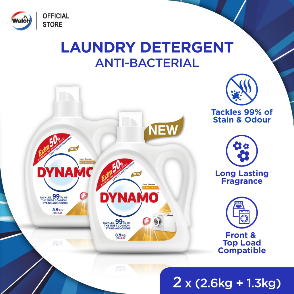 [TWIN PACK] DYNAMO Laundry Detergent Antibacterial 2.6kg + Extra Free 1.3kg Shopee Malaysia