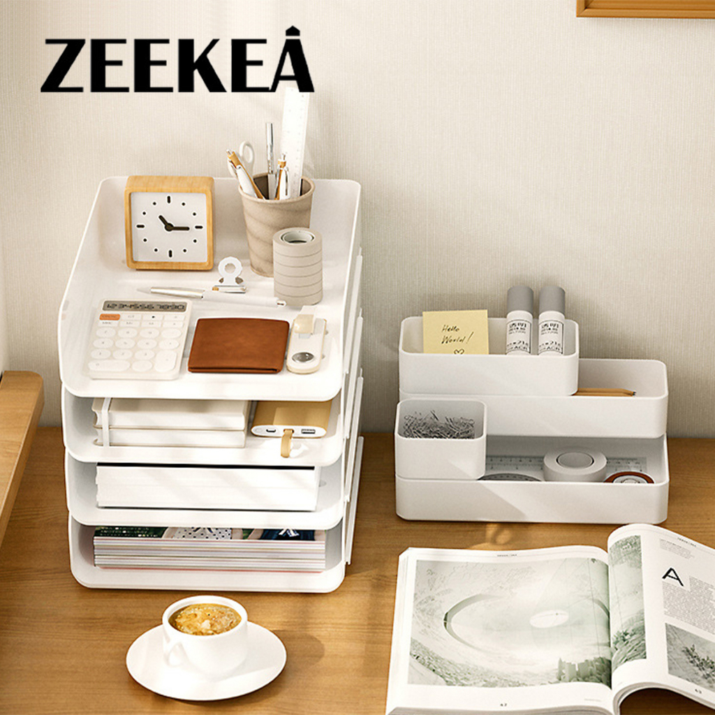 Zeekea Stackable Desktop Letter Tray, A4 Paper Document Tray Organizer ...