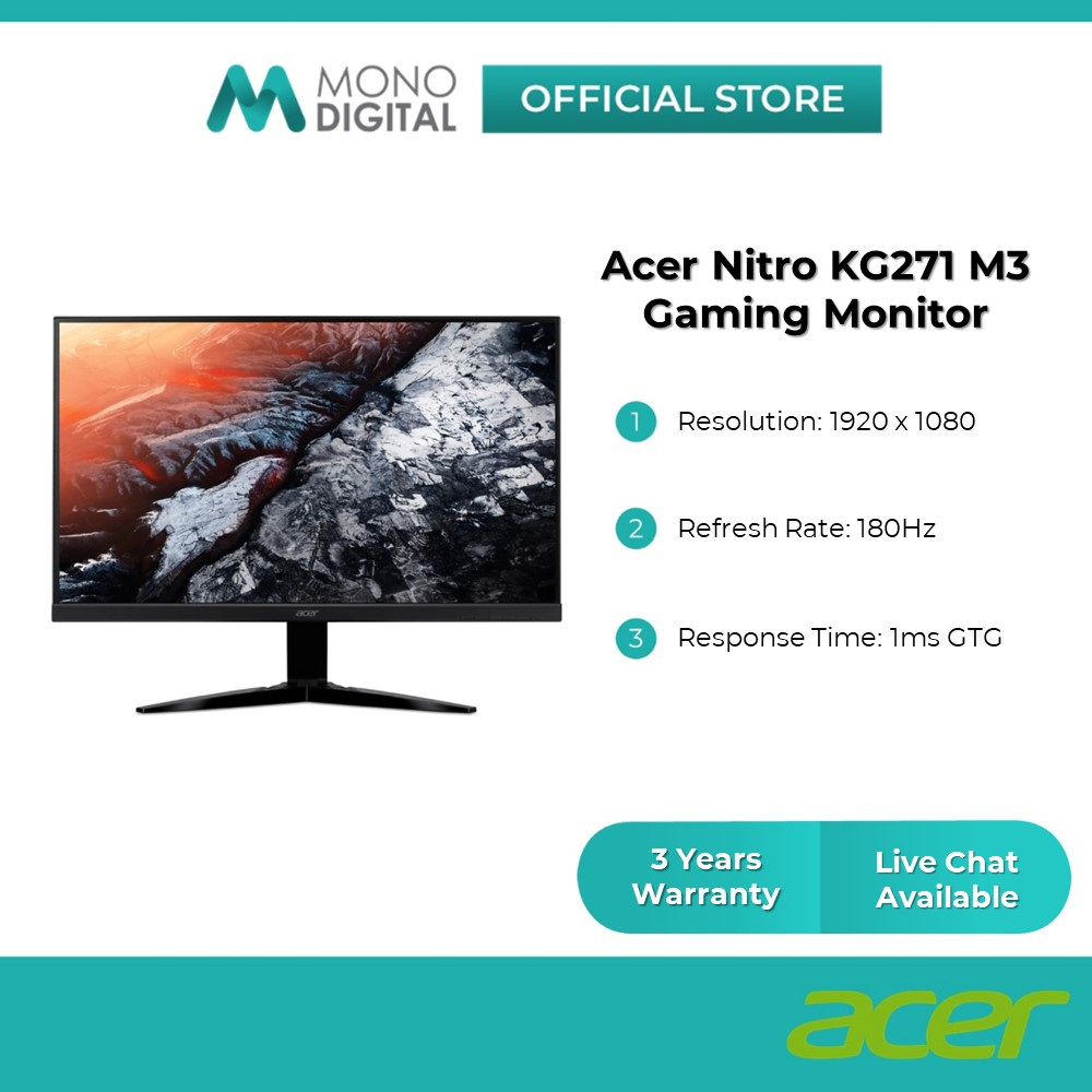 Acer Nitro KG271 M3 27″ Gaming Monitor (IPS/180Hz/FHD/HDR10/1ms ...