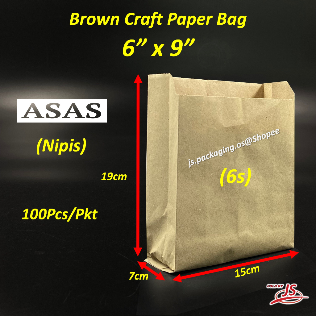 Disposable Craft Paper Bag Brown Food Packaging 5s / 6s - Brown Food ...