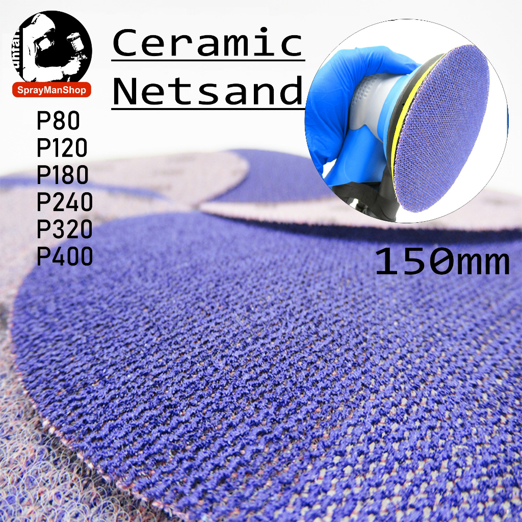 Sanding Disc 150mm Ceramic Netsand Mirka Autonet with Velcro Backing ...