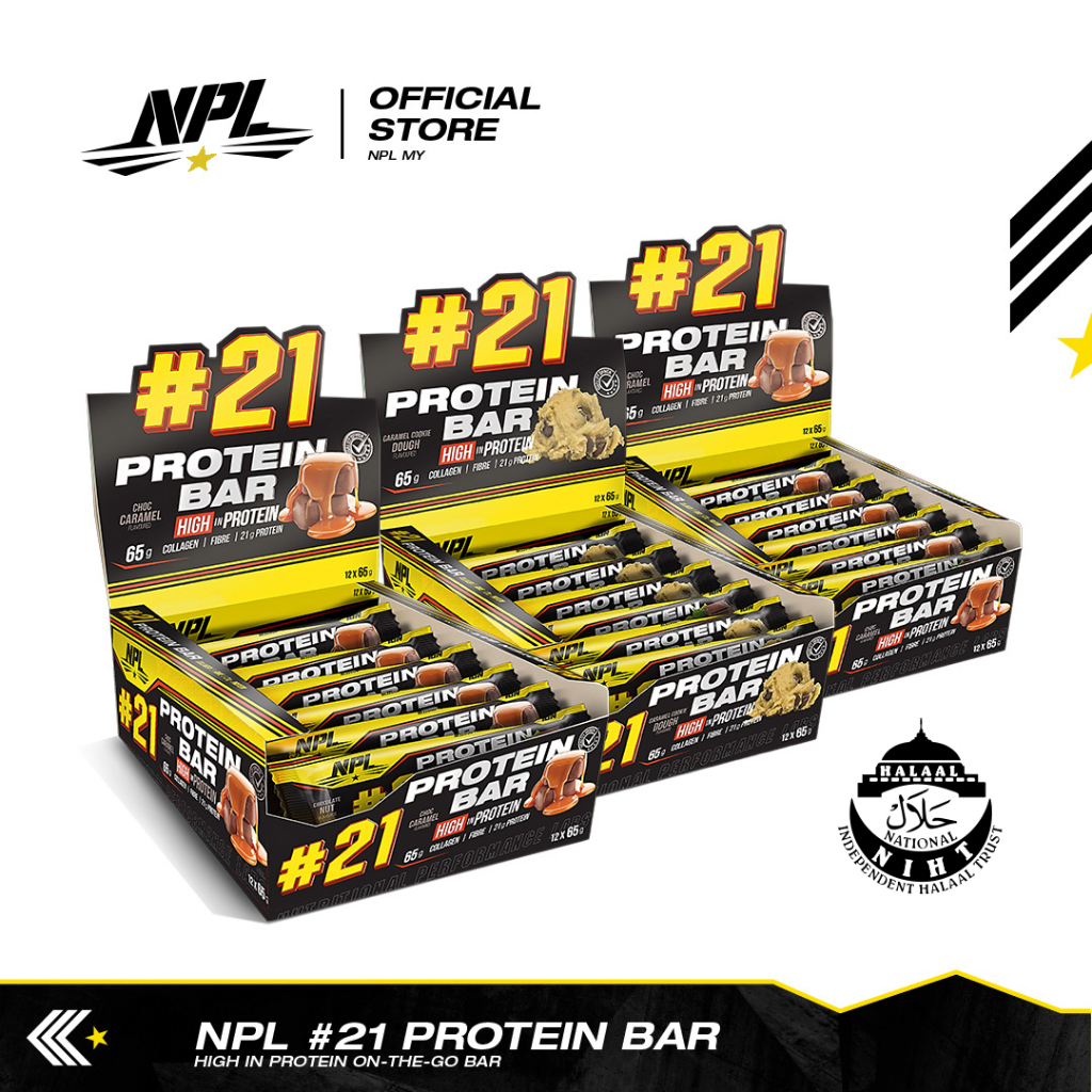 NPL 21 Protein Bars (65g Per Bar) Halal High Protein Healthy Snack
