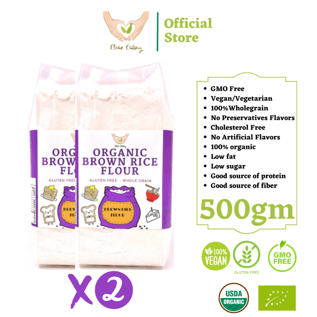 Clean Eating Organic Brown Rice Flour Gluten Free (500g x 2 Unit