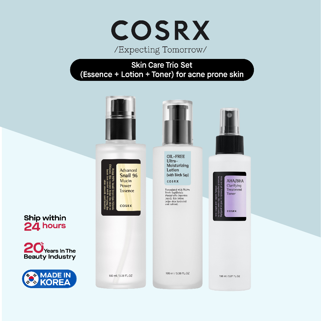 COSRX Skin Care Trio Set For Acne Prone Skin Essence (100ml) + Lotion ...