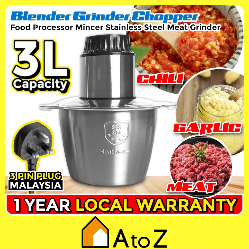 304 Stainless Steel Electric Meat Chopper Meat Grinder Mincer 2 Speeds 4  Blade 2L/3L Capacity Food Processor Cutter Meat Slicer