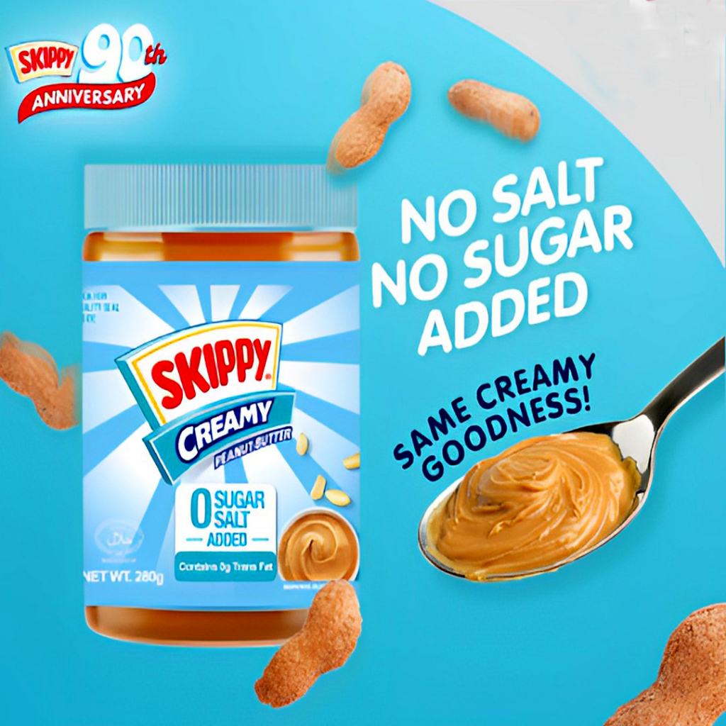 (EXP 08/2024) SKIPPY CREAMY Peanut Butter Spread (NO SUGAR . NO SALT) 280g (Gluten Free