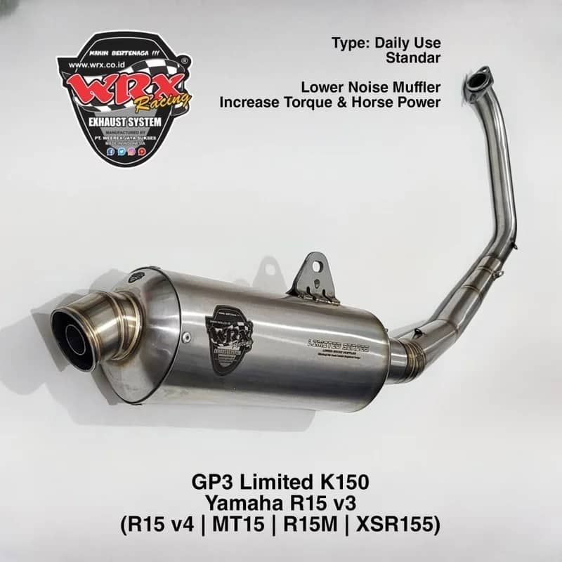WRX EXHAUST YAMAHA R15 V3/MT15 GP3 low noise | Shopee Malaysia