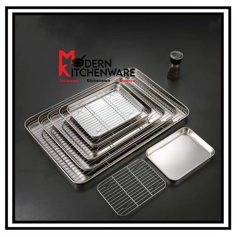 【ModernKitchenware】HeavyDuty Stainless Steel Tray With Rack Cooling ...