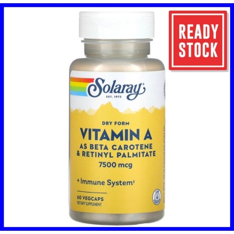 Vitamin A Beta Carotene Eye Vision Support 7500mcg 25000 IU 60 VegCaps