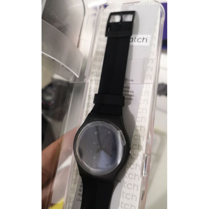 Swatch Clearly Black Striped Watch
