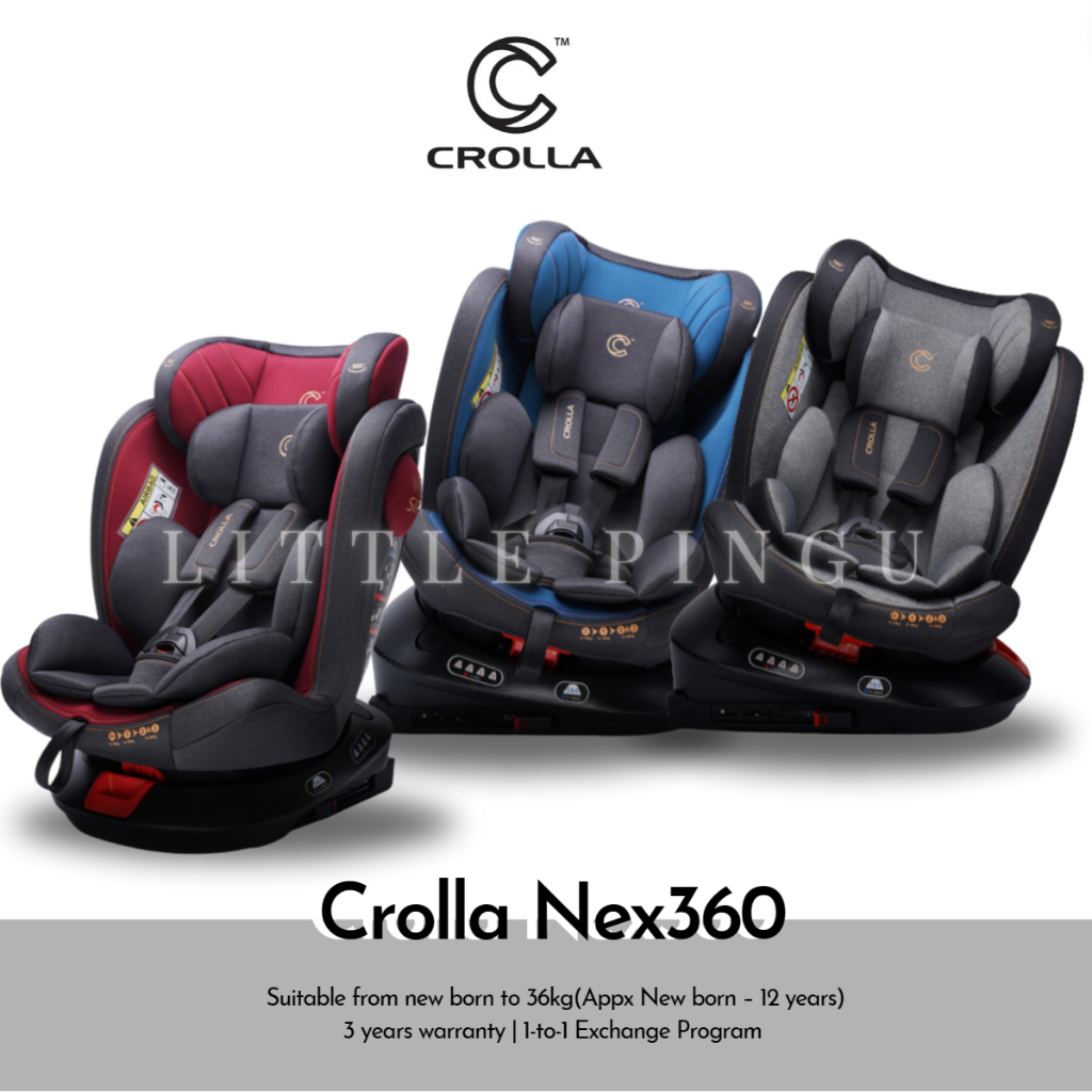 (FREE SHIPPING) Crolla Baby Car Seat NEX360 ISOFIX(New Born to 12 Years