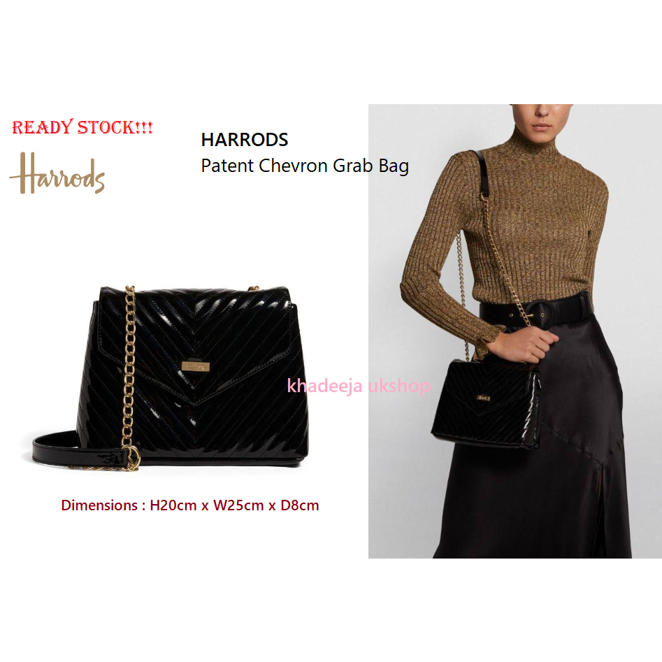 HARRODS Patent Chevron Grab Bag