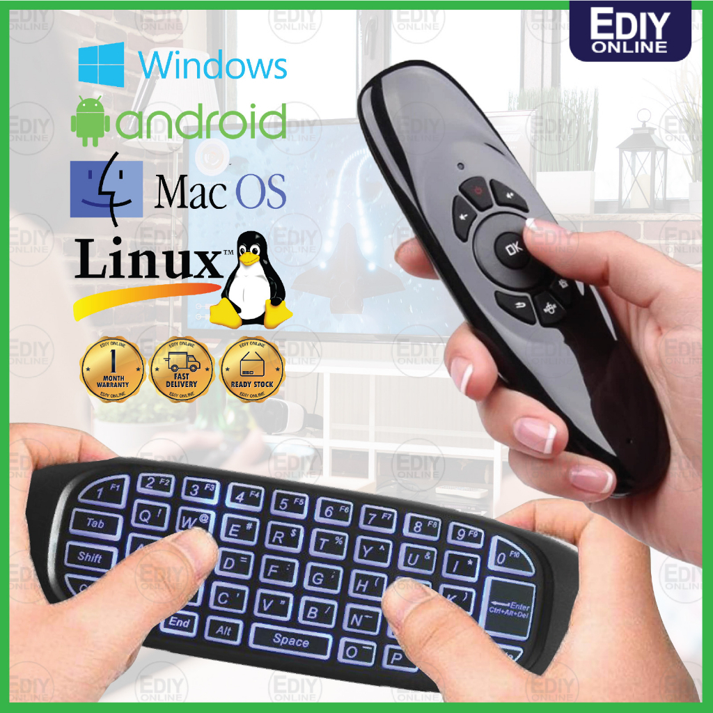 Rechargeable USB Wireless Keyboard Remote Control C120 Fly AirMouse Voice  Android TVBox CCTV PC Computer Laptop Game | Shopee Malaysia