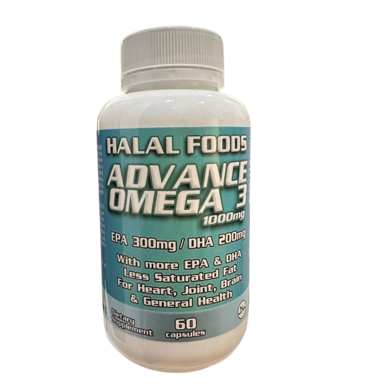 HALAL FOODS Dietary Supplement Advance Omega 3 1000mg (60 capsules