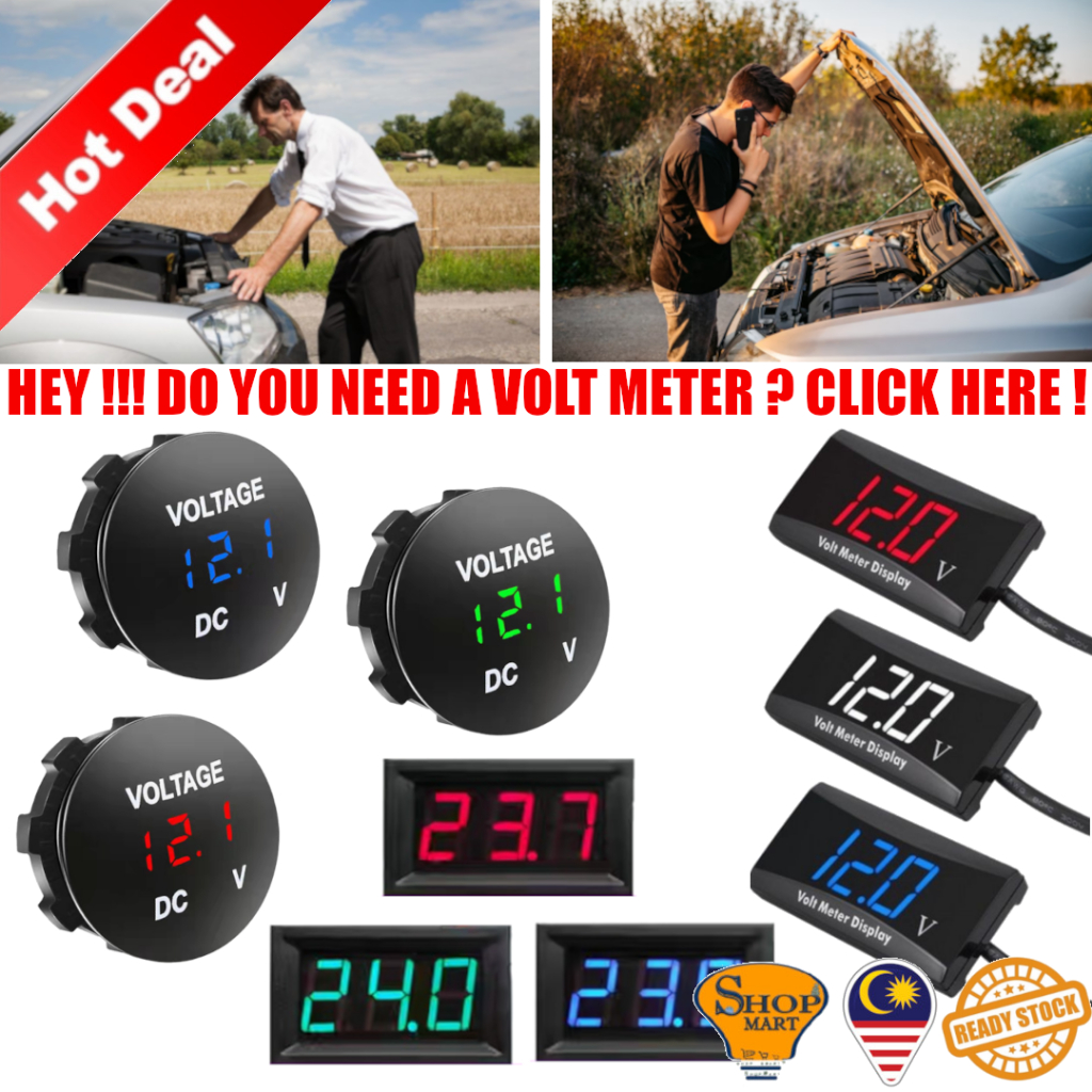 12V 24V Car Motorcycle Battery Volt Meter Voltmeter Voltage Meter