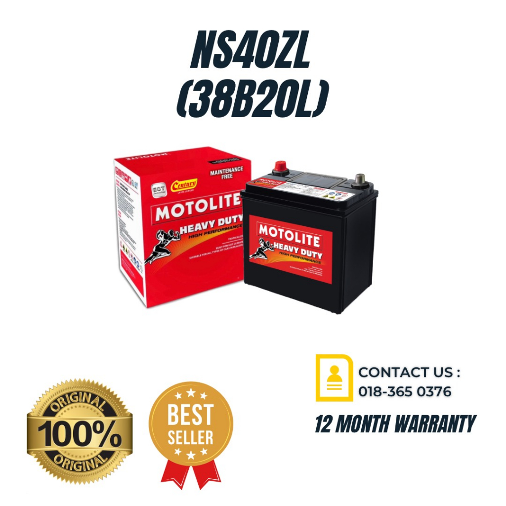 Ns40zl Century Motolite 38b20l Car Battery Bateri Kereta Shopee