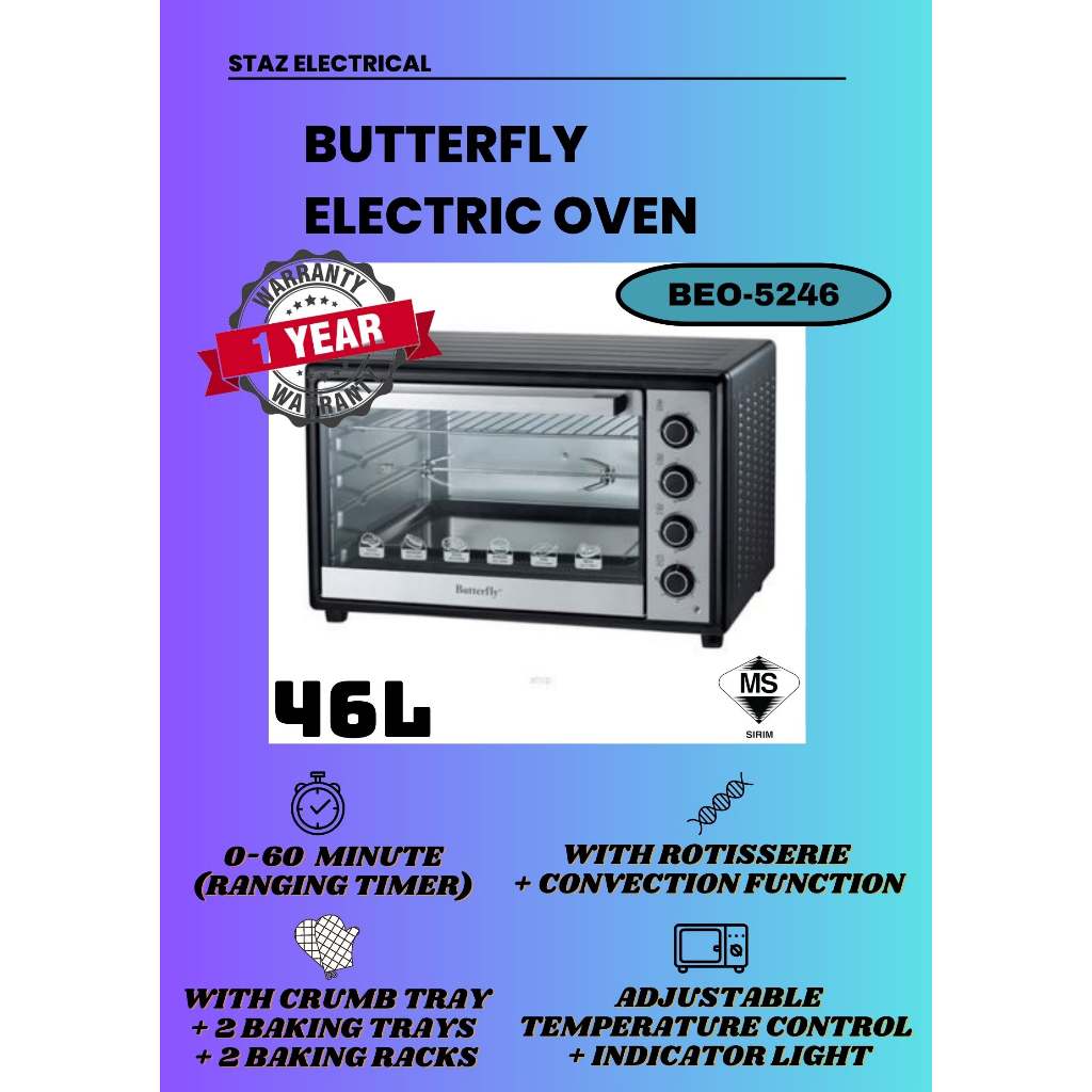 Butterfly electric oven 46L (BEO5246) Shopee Malaysia