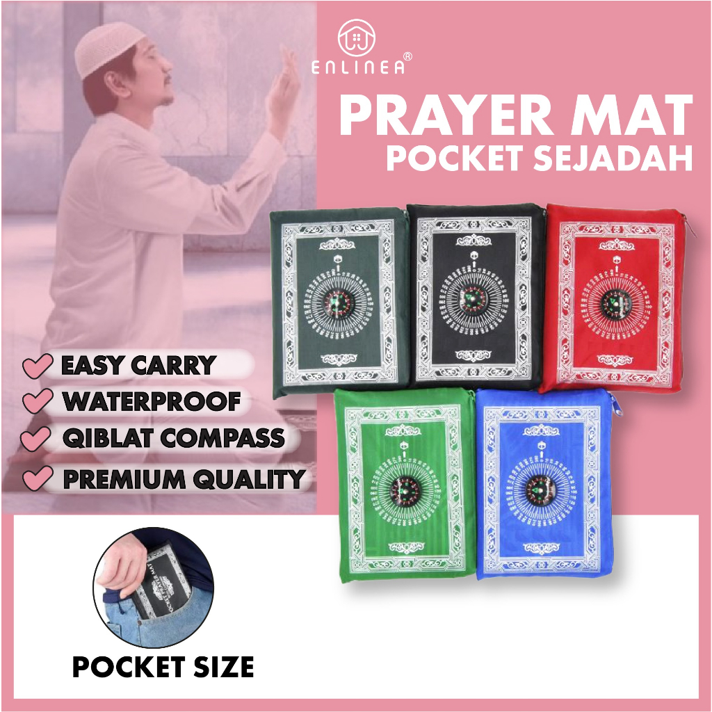 Ramadan Travel Prayer Mat with Compass/Sejadah Saiz Poket Bag/Sejadah ...