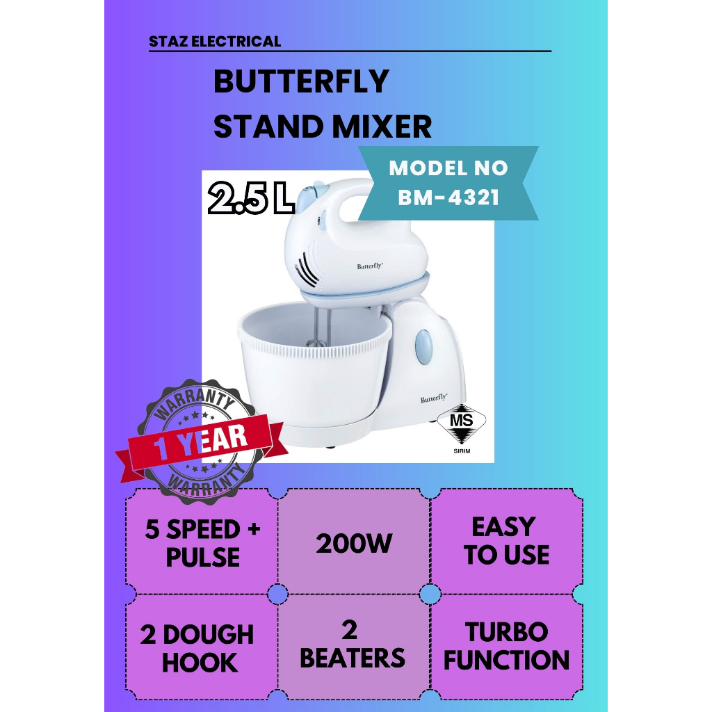 Butterfly Stand Mixer (BM4321) Shopee Malaysia