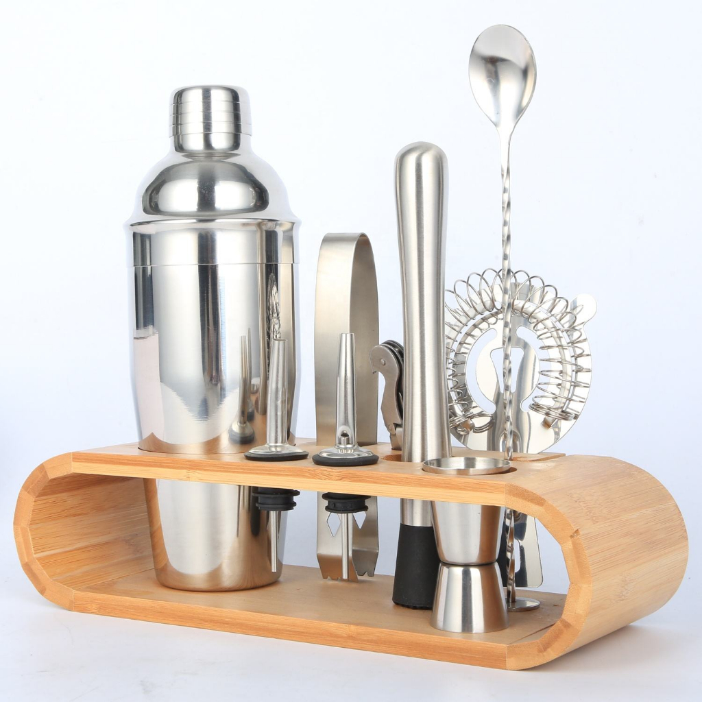 12 Pcs Boston Cocktail Maker Set Stainless Steel Utensils Bar Tools Set