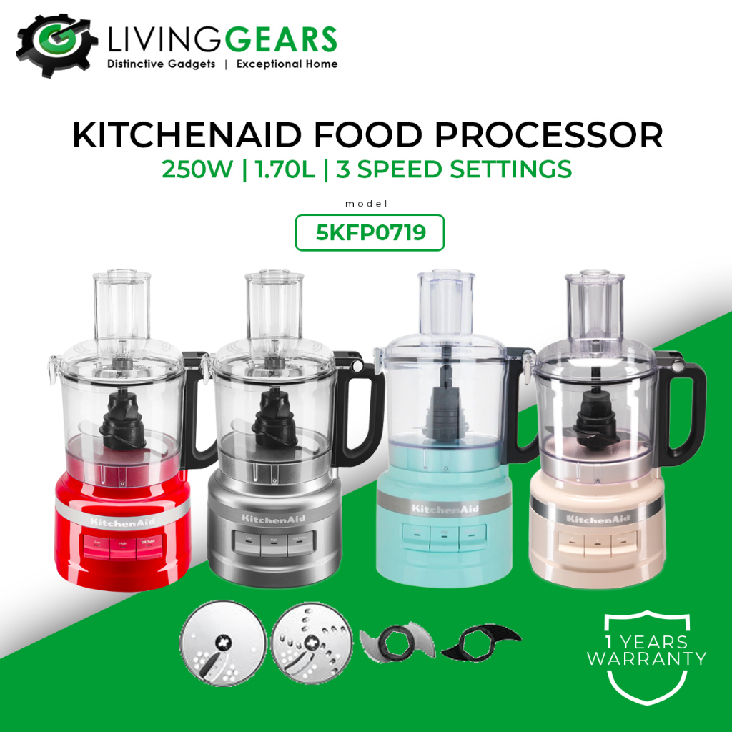KitchenAid 7 Cup Food Processor 1.7L Bowl DC Motor (5KFP0719) Shopee