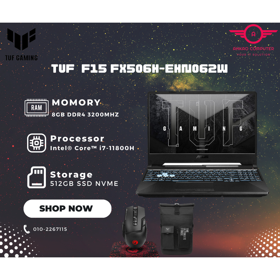 Asus TUF Gaming F15 FX506H-EHN062W 15.6'' FHD 144Hz Gaming Laptop ( I7 ...