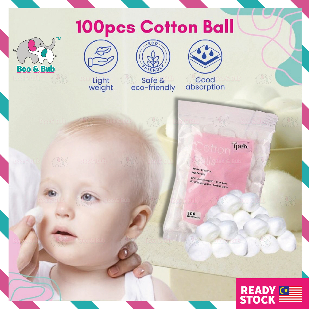 Boo&Bub 100pcs Cotton Ball High Quality 100 Pure Kapas Bulat