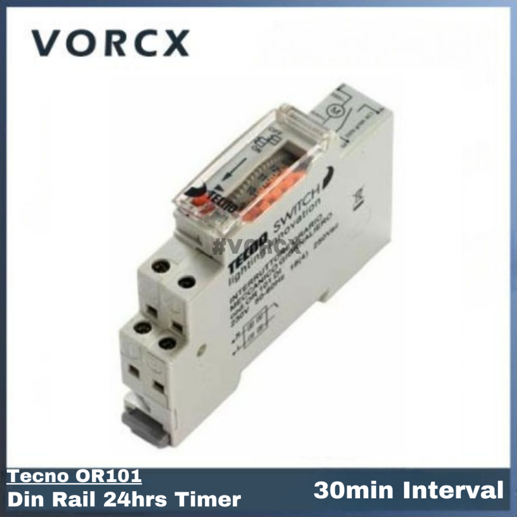 Tecno OR101 Din Rail 24hrs Timer (30min Interval) | PGMall