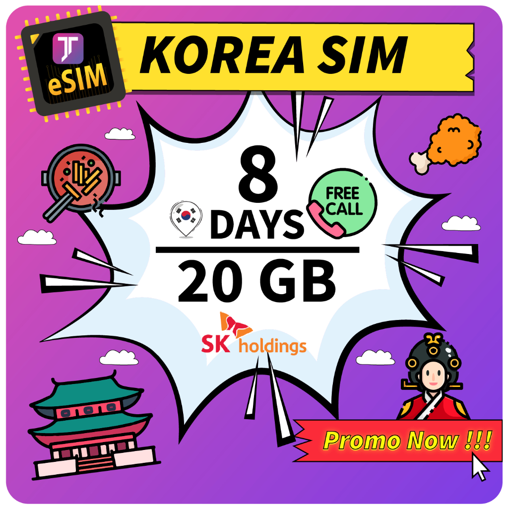 Jtravel eSIM【Korea】PROMO 20/40MINS CALL 10/20/30GB 530Days Hong Kong