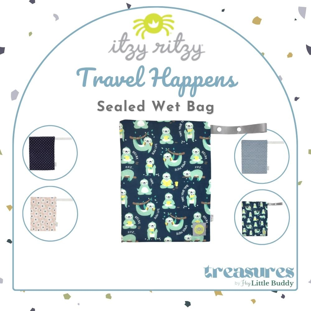 Itzy Ritzy Sealed Wet Bag Travel Happens Adjustable Handle Washable Wet ...