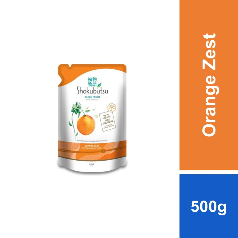 Shokubutsu Clean Fresh Shower Foam Orange Zest Refill Pack 500g
