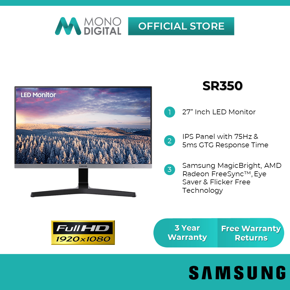 SAMSUNG MONITOR LED FLAT SR350 27" LS27R350FHE (27"/IPS/FHD/5MS/75HZ ...