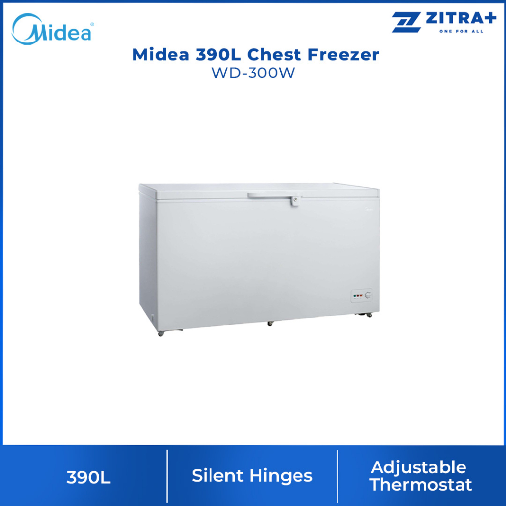 Midea 390L Chest Freezer WD300W Silent Hinges Recessed Handle