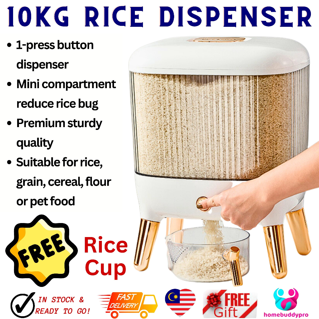 MUJI Style 10kg Rice Dispenser Bekas Beras Kedap Udara FREE Drain Cup ...