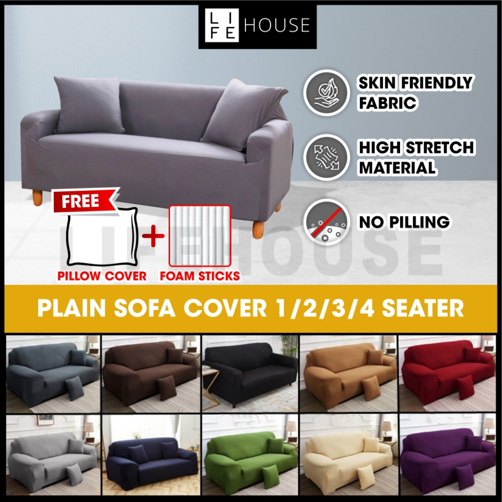 [FREE GIFTS] Plain Sofa Cover Sarung Sofa 1 2 3 4 Seater Sofa Cover