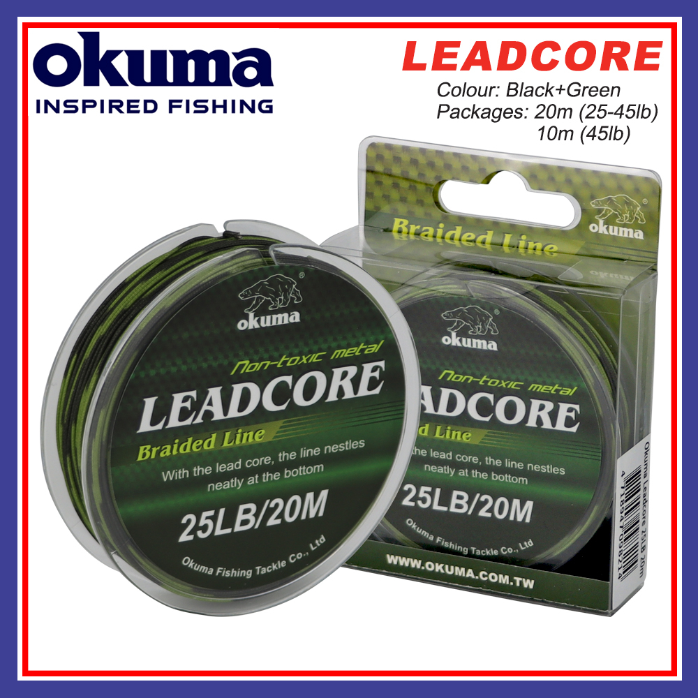 25lb-45lb] Okuma Leadcore Fishing Leader Braided Line Tali Pancing Leader  Benang Freshwater 10-20m Non Toxic Metal