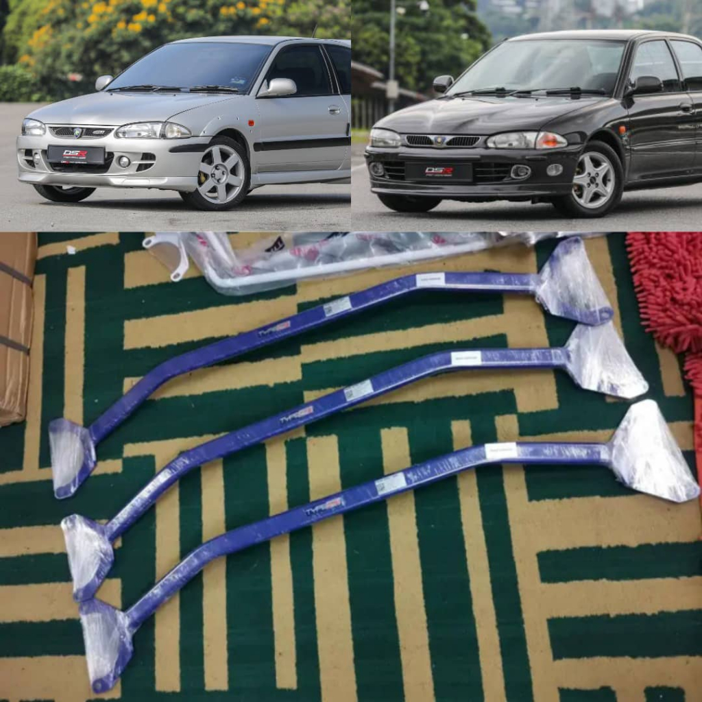 Front Strut Bar type One blue edition 2point wira satria typeone