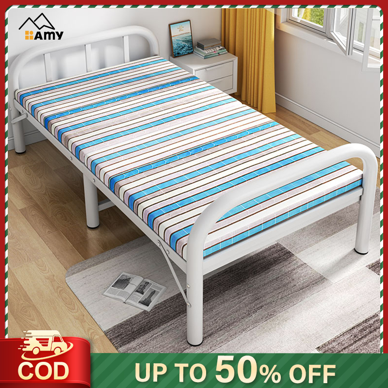 AMY/Foldable Bed Lipat Frame Portable Office Bed Katil Single Besi ...