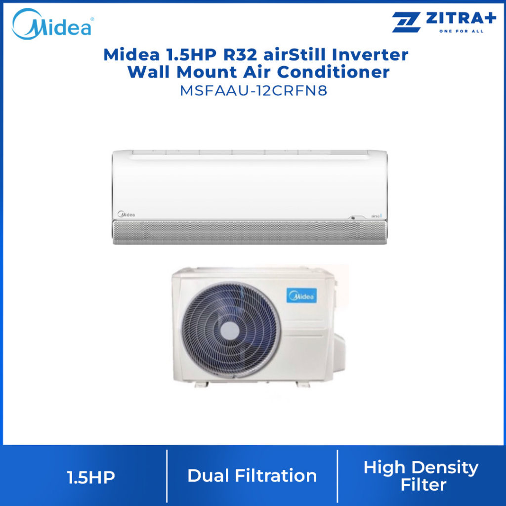 Midea 1.5HP R32 airStill Inverter Wall Mount Air Conditioner MSFAAU12CRFN8 SelfCleaning