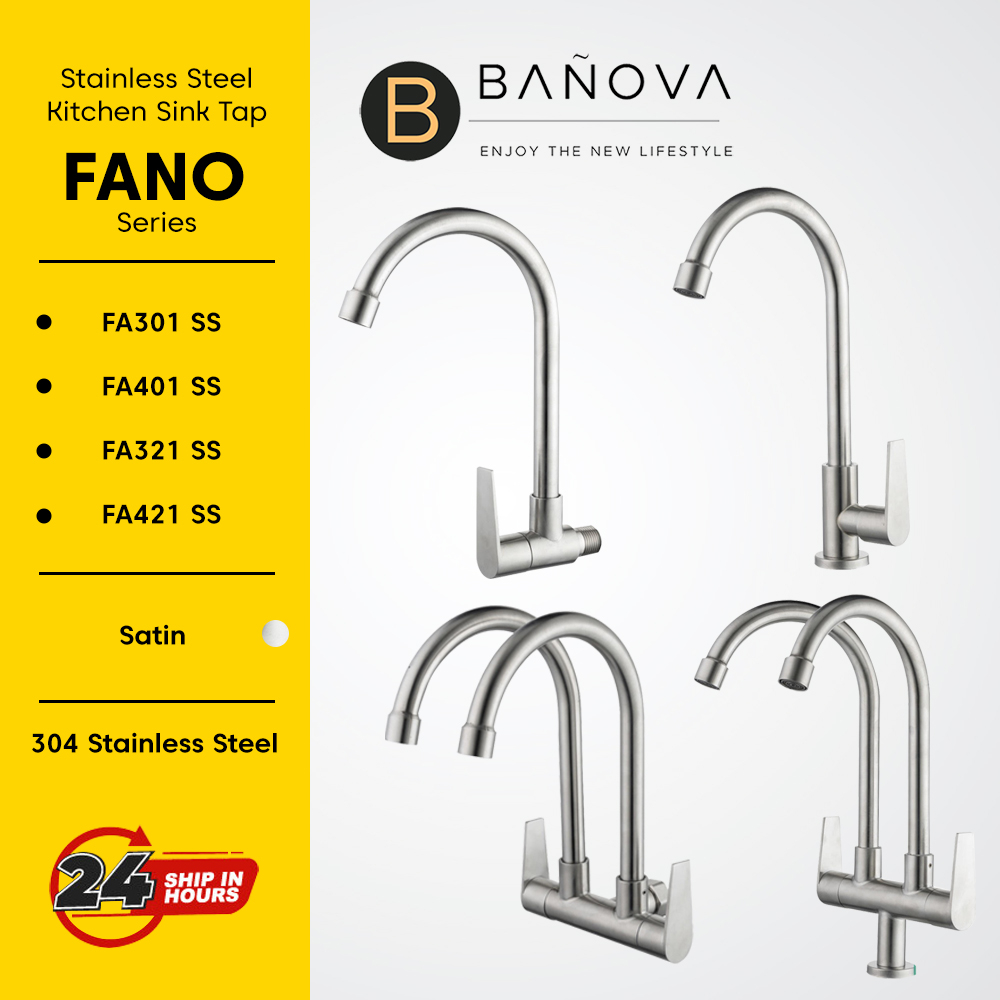 BANOVA SUS 304 Stainless Steel Kitchen Sink Tap Water Tap Paip Singki ...